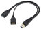 CY - Cable de extensión USB 3.0 macho a doble USB hembra de color negro para disco duro móvil de 2.5 pulgadas