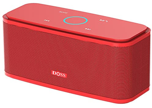 DOSS SoundBox Enceinte Bluetooth 12W, Haut-Parleur sans Fil Portable,Commande Tactile et Définition Stéréo, 12 Heures d’Autonomie en Lecture,Mains Libres Téléphone- Rouge
