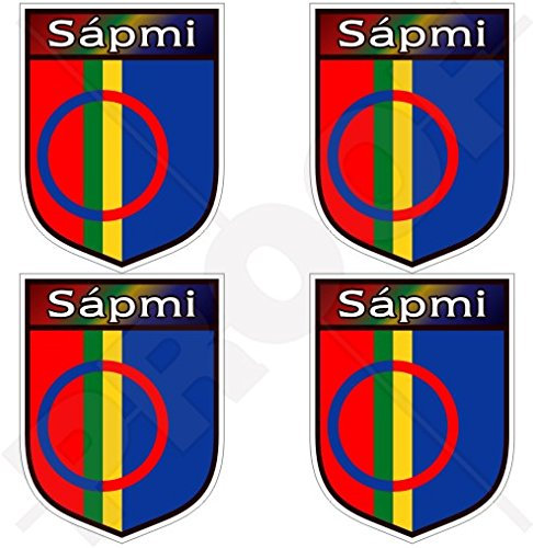 Sami People Shield, Sapmi Lapland, Saami Lapps, 50 mm, Vinyl-Aufkleber für Stoßstange, Helm, 4 Stück