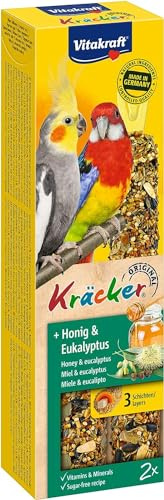Vitakraft Kräcker, mit Honig und Eukalyptus, Knabberstangen für Grosssittiche, Vogelsnack, ohne Zusatz von Zucker (1x 2 Stück)