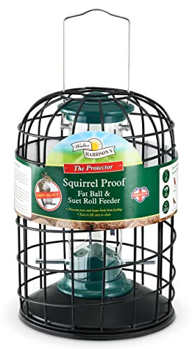 Walter Harrison's Wild Bird Feed Protector squirrel Proof Hanging Fat Ball and Suet Roll Feeder,Grey,20 cm