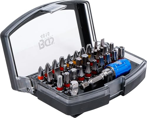 BGS 4816 | Color-Bit-Satz | 32-tlg. | Bitsortiment | Bits 25 mm | Chrom-Vanadium-Stahl (S2) | Schlitz, PH, PZ, Innensechskant | T-Profil (für Torx) | T-Profil (für Torx) mit Bohrung