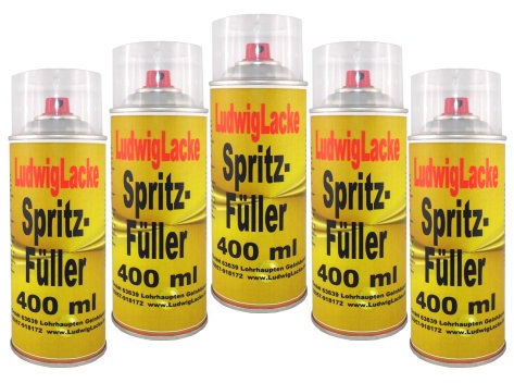 LudwigLacke 5 Spraydosen Spritzspachtel Spritzfüller Grundierung für Autolack grau