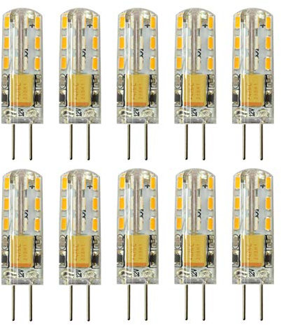 RAYHOO 10pcs G4 LED Bulbs JC Bi-Pin Base Lights 1.5W AC/DC 12V 10W-20W T3 Halogen Bulb Replacement Landscape Bulbs (Warm White 3000K)