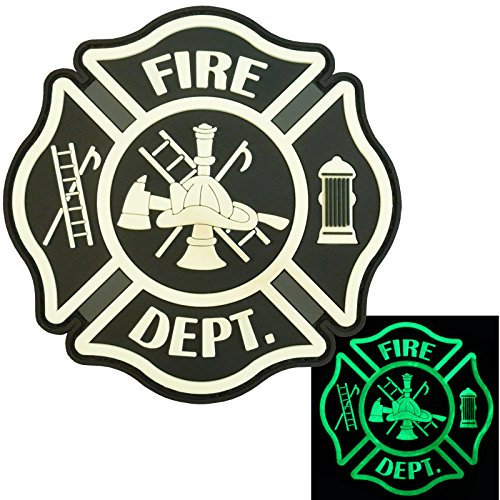 Fire Fighter Dept EMS EMT Rescue Firemen Engine Morale Gear PVC Touch Fastener Patch (Black and White Glow Dark)