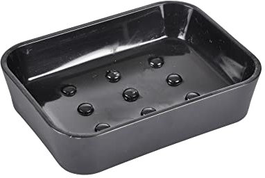 douceur d'intérieur, Porte-Savon (11.9 x 8.9 x 2.3 cm) Vitamine Noir, Plastique Soft Touch