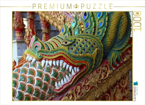 CALVENDO Puzzle Thailand, Drache vor dem Tempel | 1000 Teile Lege-Größe 64 x 48 cm Foto-Puzzle für glückliche Stunden