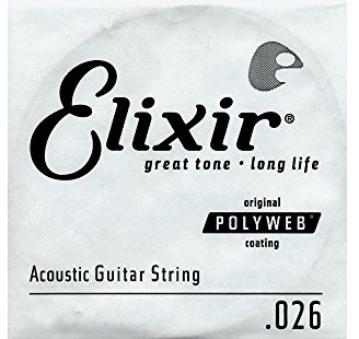 Elixir® Strings Acoustic 80/20 Bronze Single String with POLYWEB® Coating (.026)