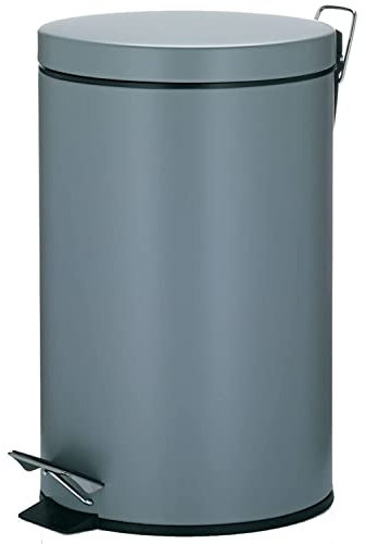 kela 10933 Treteimer mit Verschlussdämpfung, Pedalbedienung, 12 l, 39 cm Höhe, Metall, Silent Close Leandro, Grau, 28,5000 x 26,0000 x 41,5000 cm