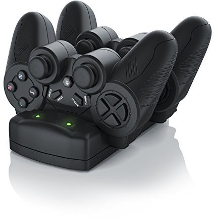 CSL - Gamepad Schnellladestation für Playstation 3 PS Move und PS4 - Dual Controller Charger Ladegerät Docking-Station Dual Charging Station mit Netzteil - LED-Statusanzeige
