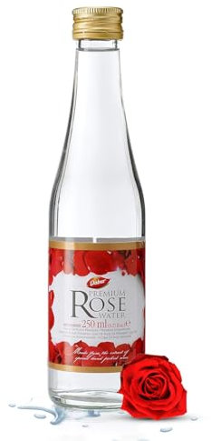 Dabur Premium Red Rose Water - 250 ml | Toner viso naturale al 100% estratto di rose speciali raccolte a mano, componenti nutrienti e idratanti, per viso, pelle e capelli
