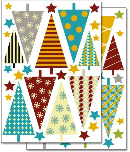 Wandkings Tannenbäume Wandsticker Set, 54 Aufkleber, 2 DIN A4 Bögen, Gesamtfläche 60 x 20 cm