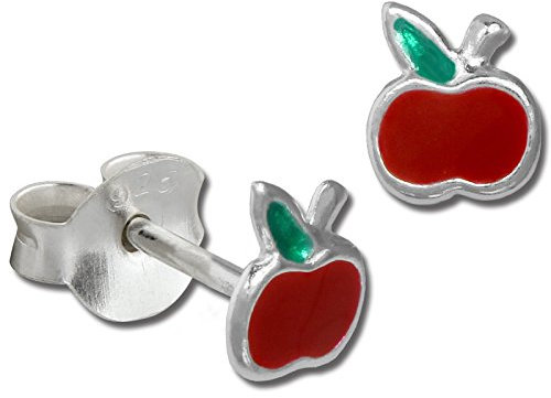 Teenie-Weenie Ohrringe Kinder Silber Ohrstecker kleiner Apfel rot grün SDO8131R Silber Ohrstecker