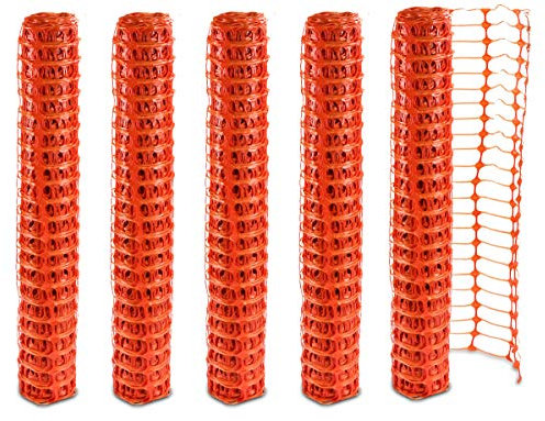 UvV Absperrzaun 250 m Fangzaun (5 Rollen) orange, Absperrnetz, Maschenzaun, Bauzaun auf Rolle Kunststoff 5 x 50 Meter Reissfest