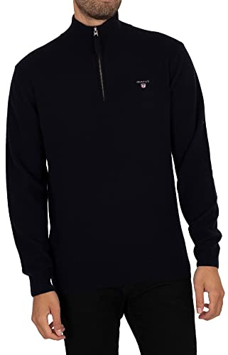 GANT Herren Super Fine Lambswool Zip Pullover, Blau (Marine 410), M EU