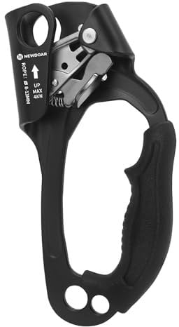NewDoar UIAA & CE-zertifizierte Handsteigklemme Seilklemme Ascension Kletterbaum Baumpfleger Abseilen Ausrüstung Seilklemme für 8~13 mm Seil-Rechte Hand Pro Schwarz