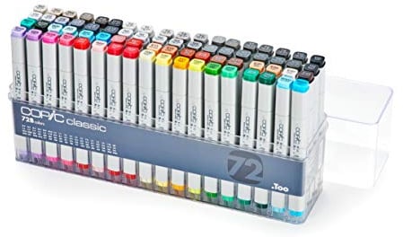 COPIC Classic Set 72 Colors B, 72er Set im Acryl-Display, Twin Marker mit einer mittelbreiten und einer feinen Spitze