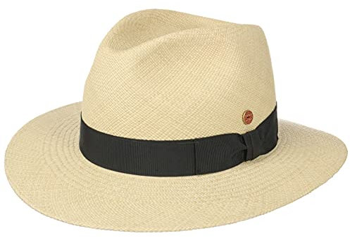 Mayser Menton Panamahut Strohhut Herrenhut UV-Schutz Sommerhut Sonnenhut Damen/Herren - Made in The EU mit Ripsband Sommer Frühling-Sommer - 61 cm Natur
