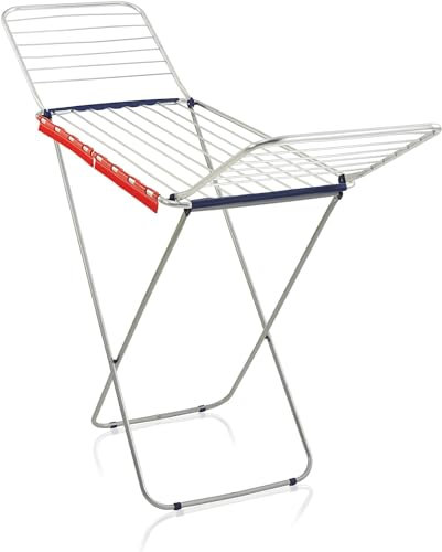 Leifheit Standtrockner Classic Siena 200 Easy Aluminium, robuster Wäscheständer für drinnen und draußen, Flügelwäschetrockner mit 20m Trockenlänge für 2 Waschmaschinenladungen, Trockner mit Zubehör