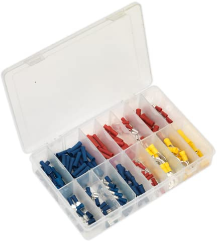Sealey AB038MT Crimp Terminal Assortment, Blue/Red/Yellow, 200 Pieces