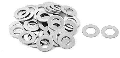 Sourcingmap Screw Bolt M6 x 12mm x 0.5mm Stainless Steel Flat Pad Washer Gasket Silver Tone 50pcs