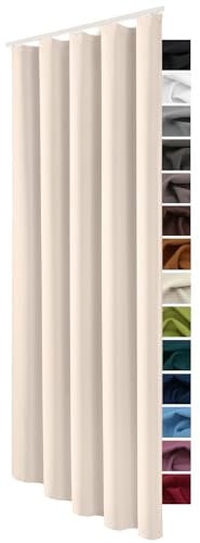 heimtexland ® Verdunklungsgardine Schlaufenschal Gardine Blickdicht mit Kräuselband Thermogardine Verdunklungsvorhang HxB 245x135 cm Creme Typ139