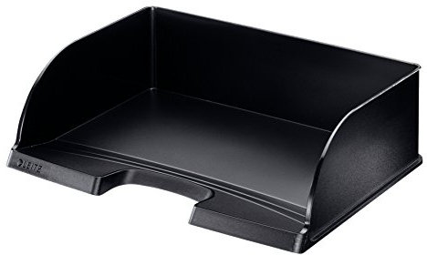 Leitz Briefkorb Querformat A4, Briefablage mit extra großem Fassungsvermögen in Premium-Qualität, Stapelbares Ablagefach als Schreibtisch-Organizer, Kombinierbar mit Plus-Serie, Schwarz, 52190095
