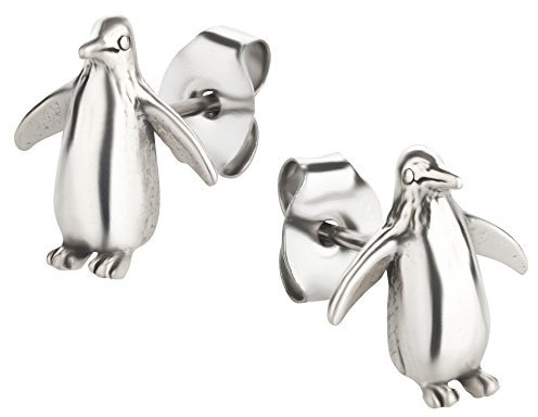 Ohrstecker Ohrringe Pinguin Silber 925 Sterling als Ohrschmuck mit kleiner Schmuckbox - 7K - Schmuck Geschenke für Damen, Mädchen, Jungen, Kinder und Herren