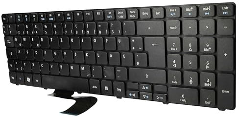 vhbw Tastatur Keyboard QWERTZ kompatibel mit Acer Aspire 5250, 5253G, 5333, 5342, 5349, 5350, 5360, 5410 Notebook - Schwarz, mit Nummernblock