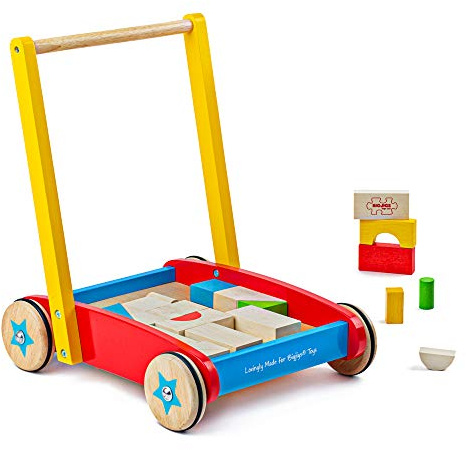 Bigjigs Toys Chariot de Marche Bébé, Jouet Pour Enfant, Cadeau Enfant, Joeut Traditionnel, Apprendre en Jouant