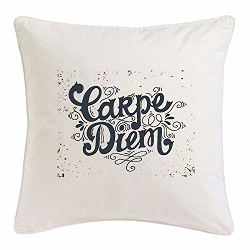 Reifen-Markt Kissenbezug 40x40cm Carpe Diem GENIESSE DEN Tag GENIESSE DAS Leben Geschenkidee Geburtstag Weihnachten Ostern aus Mikrofaser in Weiß
