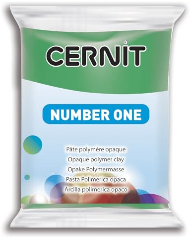CERNIT CE0900056600C - Un Pain de Pâte Polymère Number one - Pâte à Modeler à Cuire - Couleur vert - Bloc de 56 g