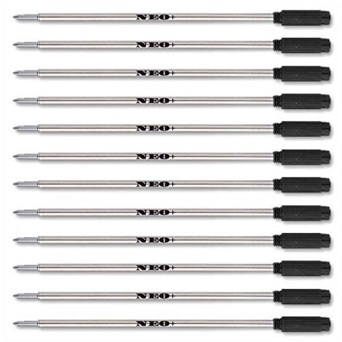 NEO+ Quality Ballpoint Pen Refills, Medium Point, Compatible with Cross Pen, 8513 (12 x Black Ink)