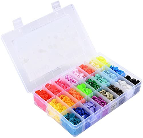 LIHAO Bouton Pressions, 360pcs 24 Couleurs Pressions Plastiques T5 12mm, avec Rangement de Boîte