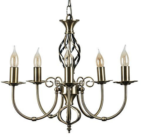 MiniSun | Traditional Style Antique Brass Barley Twist 5 Way Ceiling Light Chandelier | Ceiling Lights & Home Improvements Essential