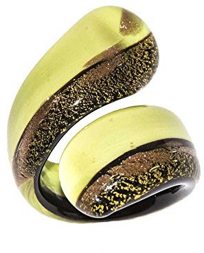 Anillo Contrarié cristal de Murano amarillo 100% original italiano Handcraft