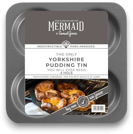 Mermaid Hard Anodised 4 Cups Yorkshire Pudding Tray - Made in England by Samuel Groves