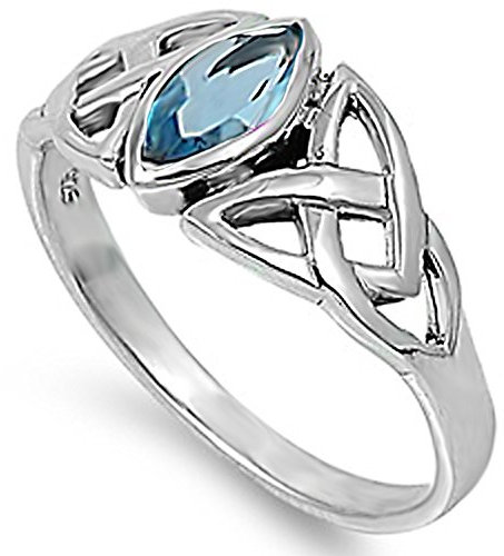 Kleine Schätze - Damen-Ring/Verlobungsring - 925 Sterlingsilber - Aquamarin Zirkonia keltisch