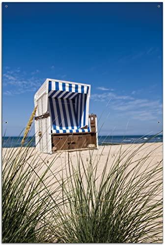 Wallario Outdoor-Poster für Garten oder Balkon Strandkorb, Motivbanner Größe: ca. 60 x 90 cm, Outdoor-Bild