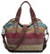 KAUKKO Damen Handtasche, Multi Color Striped Canvas Damen Handtasche Damen Wildleder Schultertasch Umhängetasche Für Frauen und Mädchen