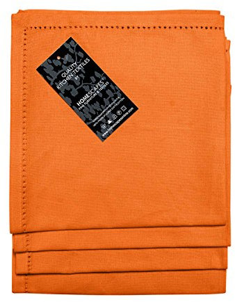 HOMESCAPES 4er-Set Stoffservietten orange 45x45 cm, Servietten mit Hohlsaum, Tischservietten aus 100% Baumwolle