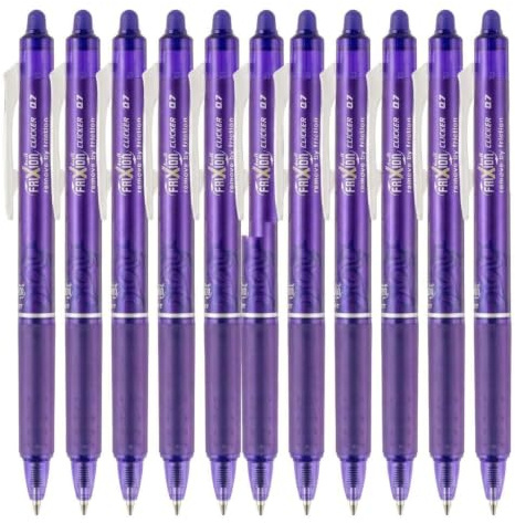 Pilot FriXion Clicker 0.7mm Tip Erasable Ink Gel Pen Tattoo Design Violet Ink - Box of 12