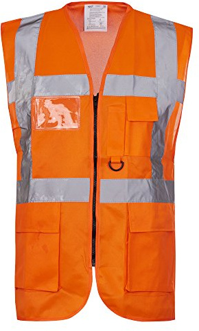 Hochsichtbare Weste mit Reißverschluss, speziell für Führungskräfte, für Arbeitssicherheit Gr. XXXXL, Orange