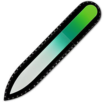 Mont Bleu Small Colour Crystal Nail File in Black Velvet Pouch | Genuine Czech Tempered Glass, Lifetime Guaranty, Hand Made in Czech Republic
