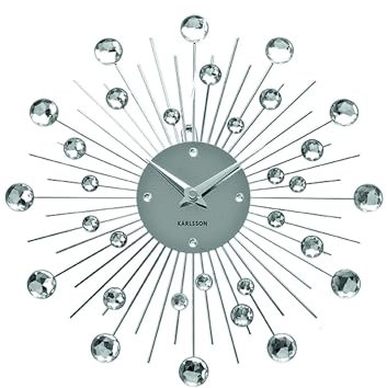 Karlsson Sunburst Wall Clock, Silver