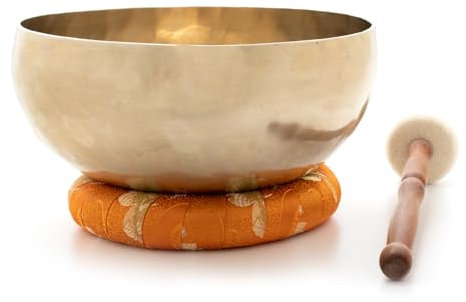 Klangschale zur Verwendung als Beckenschale zu Therapiezwecken, inklusiv orangenem Ring sowie einem Holz-/ Filzklöppel -2113-