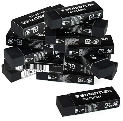 STAEDTLER 526 B20-9 Radierer rasoplast phtalat- und latexfrei, 65 x 13 x 23 mm, Schachtel mit 20 Stück, schwarz