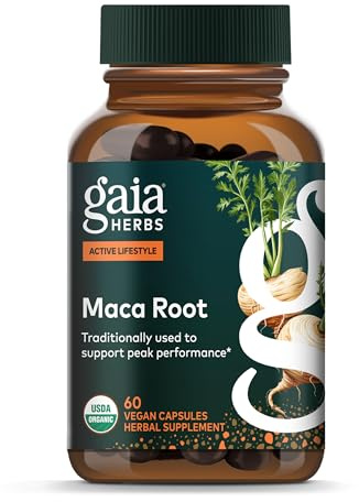 Gaia Herbs Maca Root - Caffeine-Free Energy Supplement - Traditionally Used to Support Healthy Energy & Stamina* - Made with Organic Maca Root (Lepidium meyenii) - 60 Vegan Capsules (60 Servings)