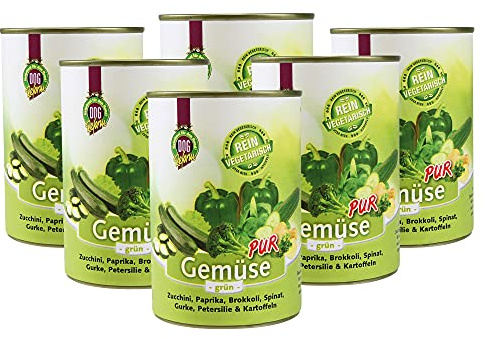 Schecker Nassfutter - Gemüse PUR - grün - getreidefreies Hundefutter - 6 x 410 g - kalorienarm - Diätfutter - Schonkost