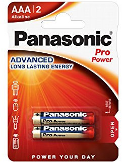 Panasonic Blister 2 piles alcalines AAA LR03 Pro Power